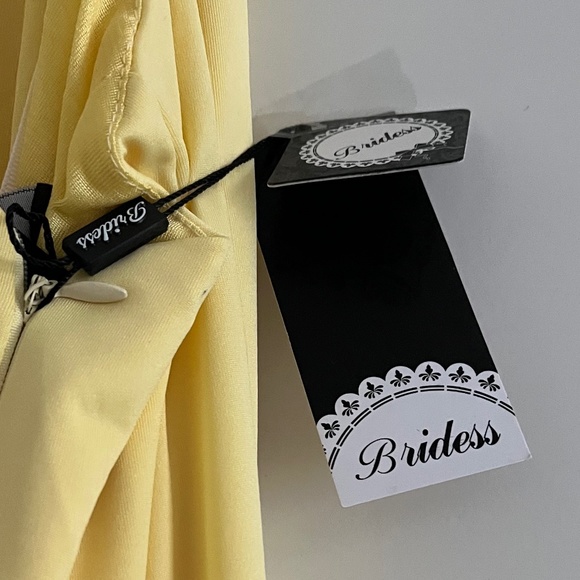 Long Formal Yellow Dress (new with tags) Spaghetti Straps, Split-Front, Backless - Picture 6 of 14